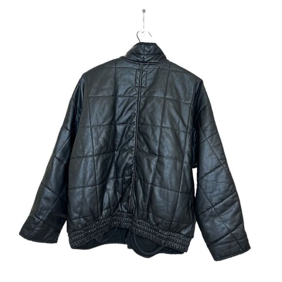 We The Free Faux Leather Quilted Bomber Jacket NWT - Picture 4 of 10